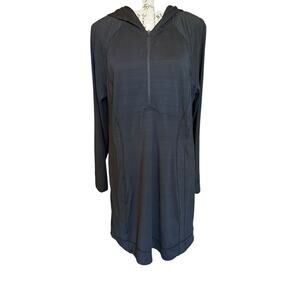 Athleta Black Hooded Long Sleeve Dress Size L Athleisure TravelWear SportyChic